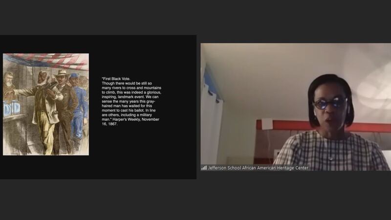 Dr. Andrea Douglas shares her presentation during the HERStory online event.