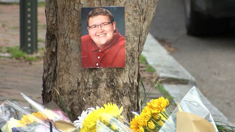 Family and friends set up a memorial outside the West Clay Street home where Adam Oakes was...