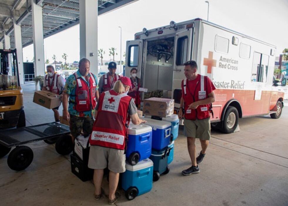 Volunteers from the American Red Cross are helping residents in Florida impacted by Hurricane...