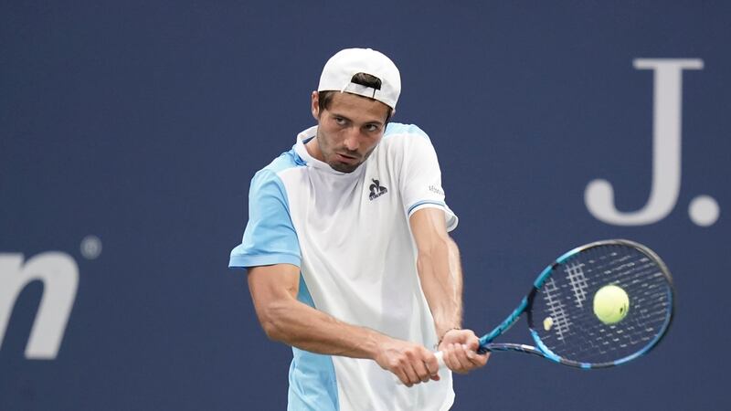 Lorenzo Musetti of Italy during the first round of the U.S. Open tennis tournament, Monday,...