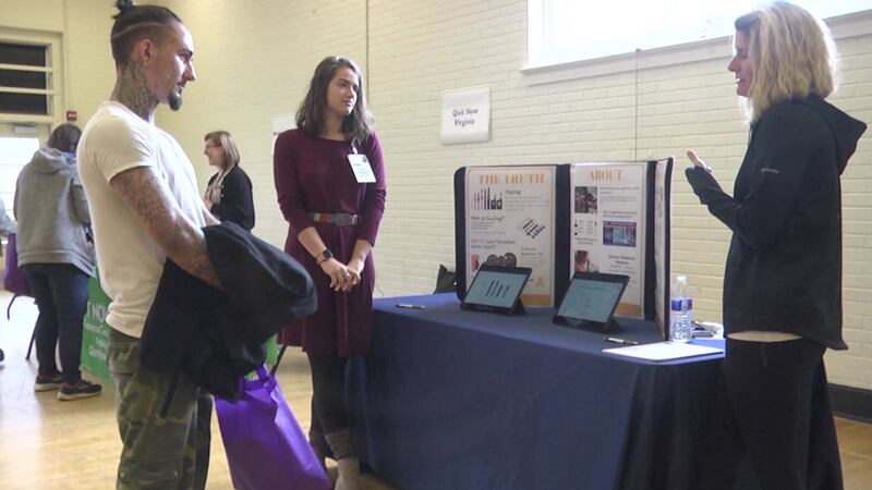 People learning about how to quit smoking at the Great American Smokeout Lunch.