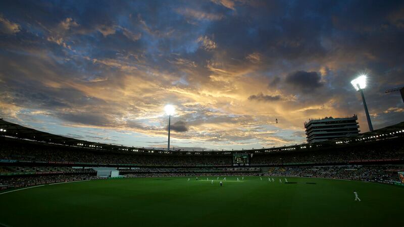 The sunsets during play on day two of the first cricket test between Australia and Pakistan in...