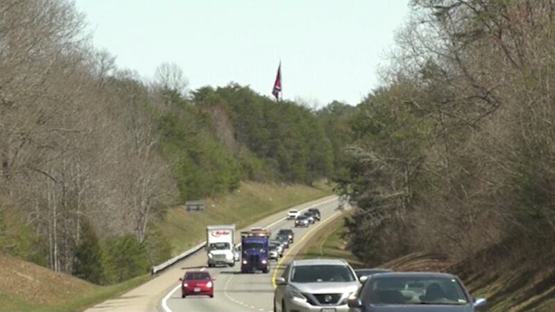 Giant Confederate flag as seen from Interstate 64 in Louisa County (FILE)