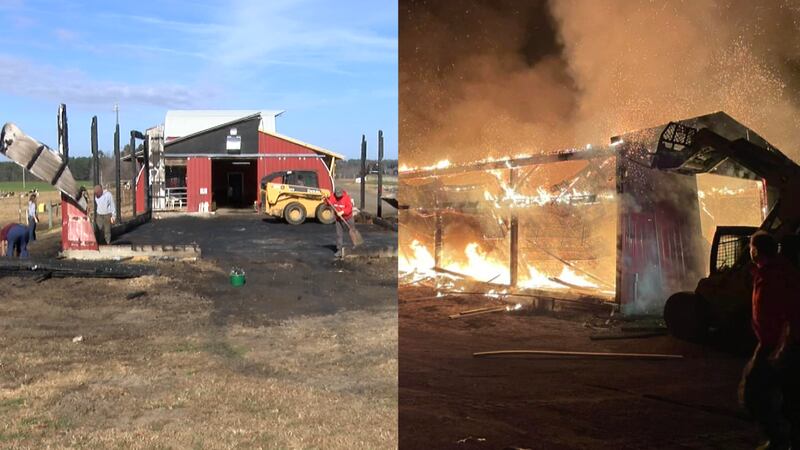 A barn fire in Dinwiddie County killed nine baby cows on Tuesday night.