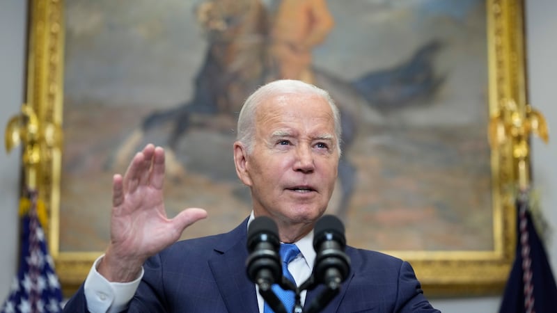 President Joe Biden speaks from the Roosevelt Room of the White House in Washington Sept. 15....